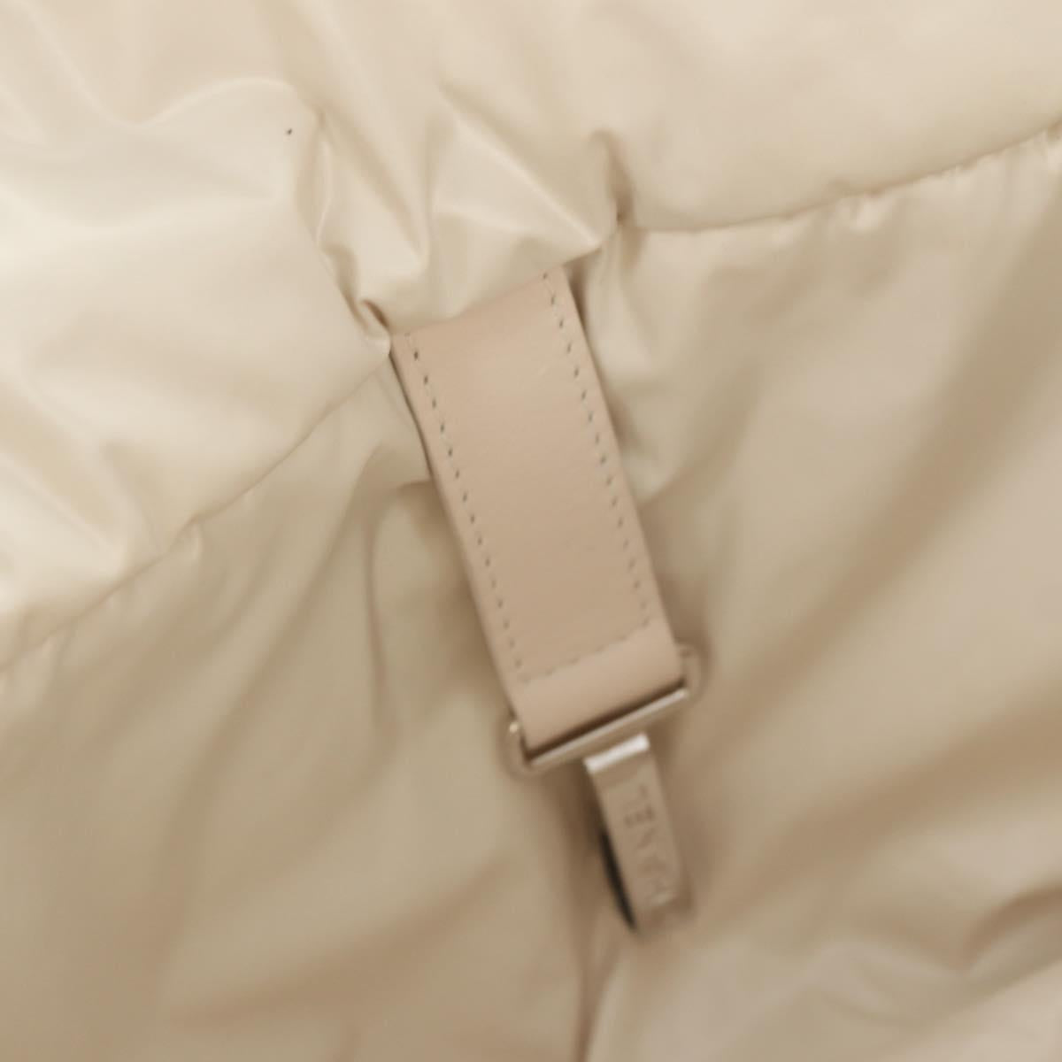 CHANEL Cococoon Tote Bag Nylon White Silver CC Auth 148203V