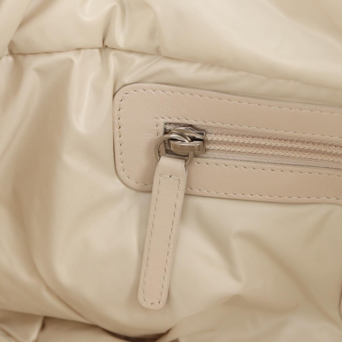 CHANEL Cococoon Tote Bag Nylon White Silver CC Auth 148203V