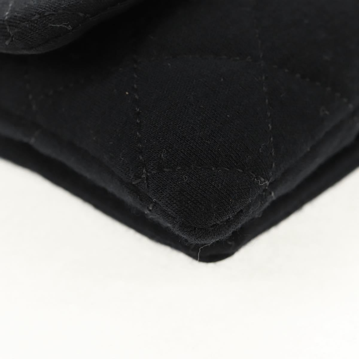 CHANEL Chain Shoulder Bag Cotton Black Silver CC Auth 148204V