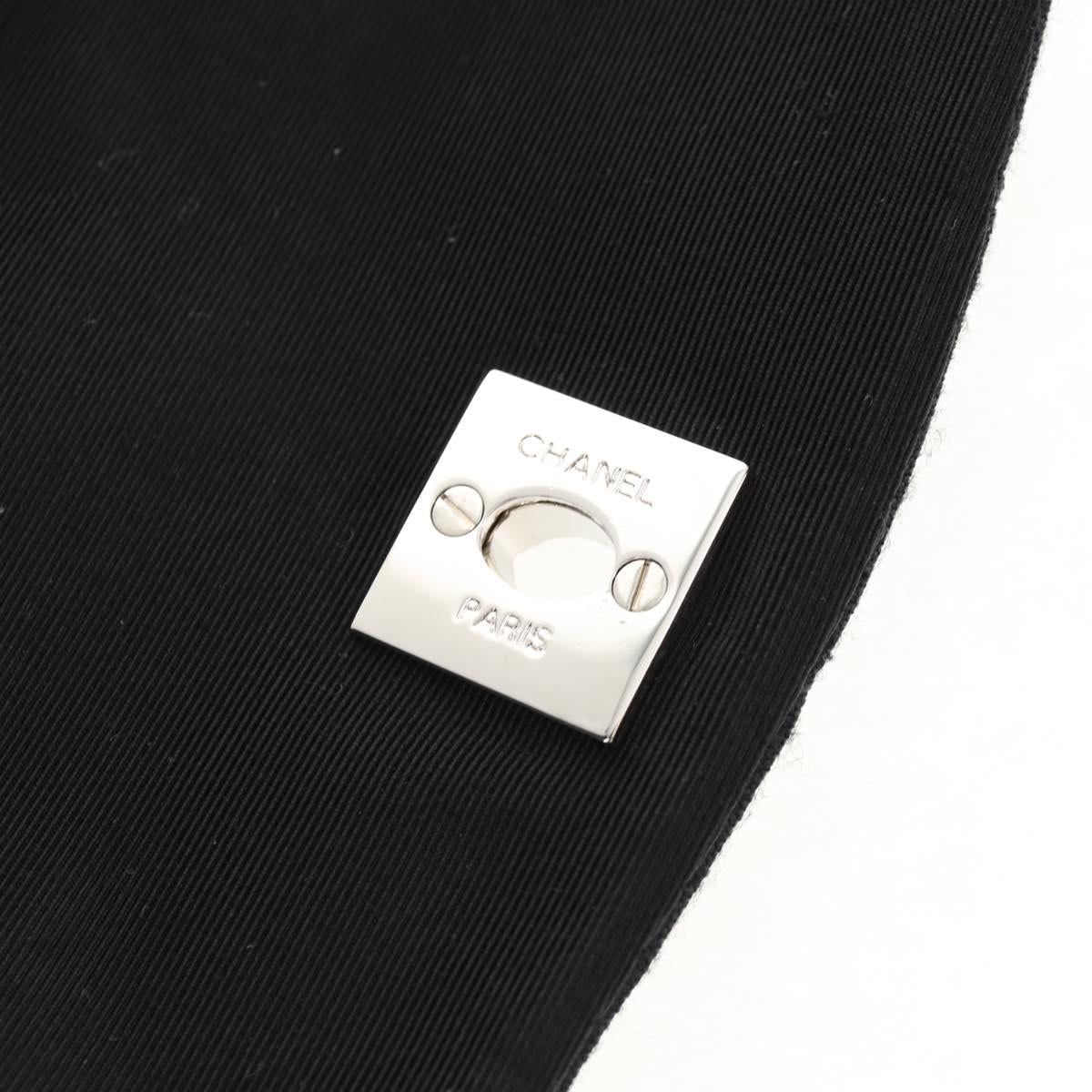 CHANEL Chain Shoulder Bag Cotton Black Silver CC Auth 148204V