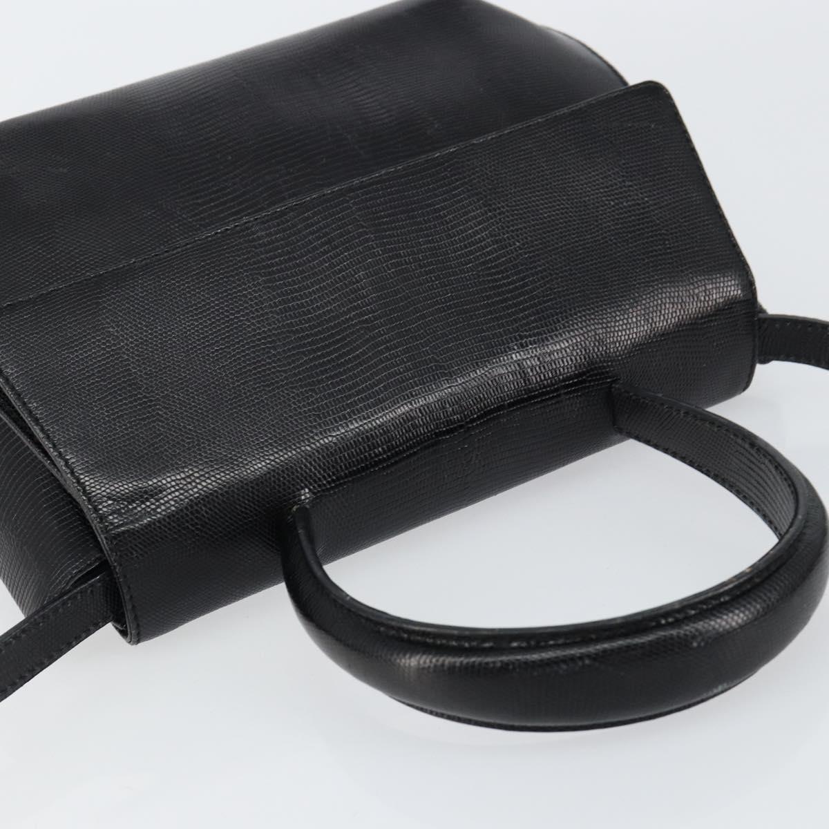 Salvatore Ferragamo Hand Bag Leather 2way Black Gold Auth 148212