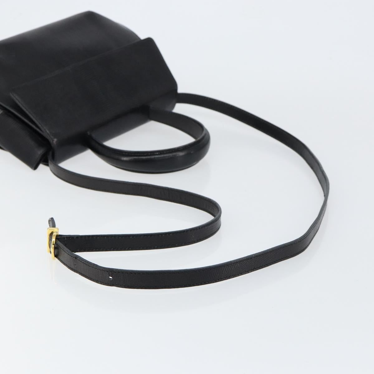 Salvatore Ferragamo Hand Bag Leather 2way Black Gold Auth 148212