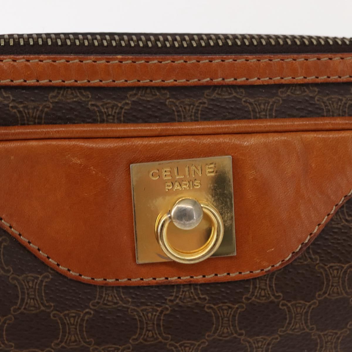 CELINE Macadam Canvas Shoulder Bag PVC Brown Gold Auth 148213