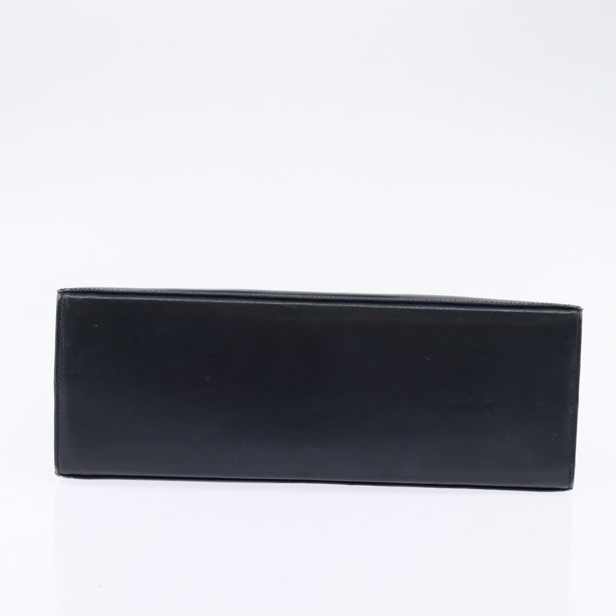 Salvatore Ferragamo Gancini Hand Bag Leather Navy Gold Auth 148230