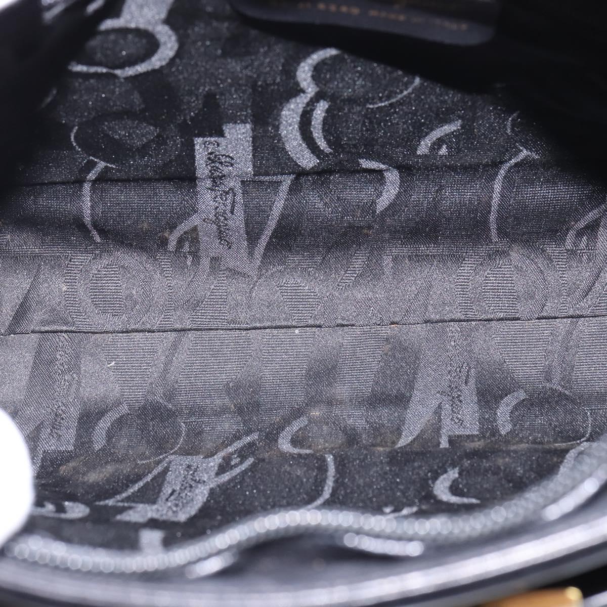 Salvatore Ferragamo Shoulder Bag Leather Black Gold Auth 148231