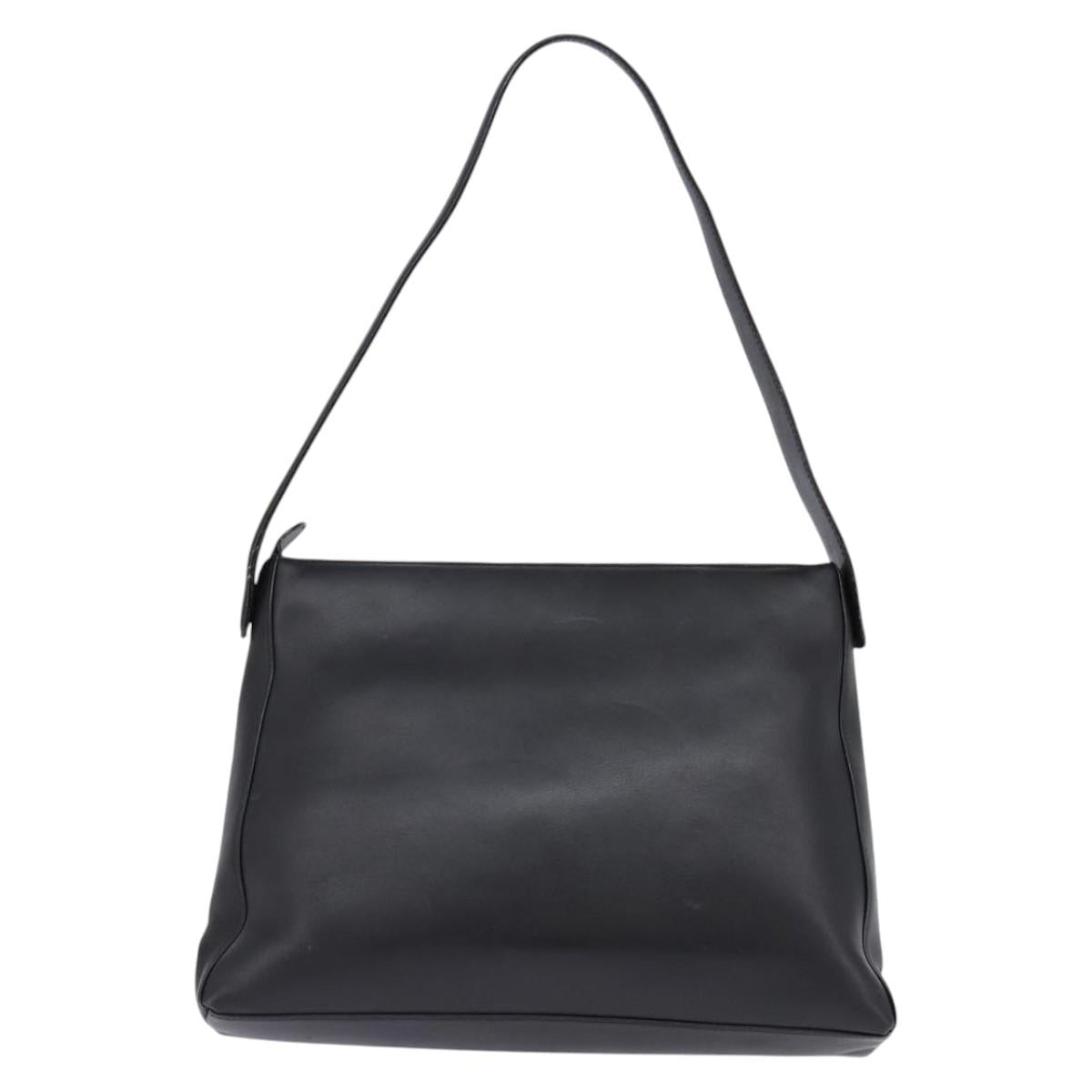 Salvatore Ferragamo Shoulder Bag Leather Black Gold Auth 148231