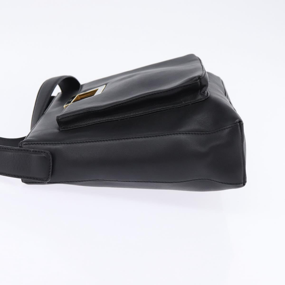 Salvatore Ferragamo Shoulder Bag Leather Black Gold Auth 148231