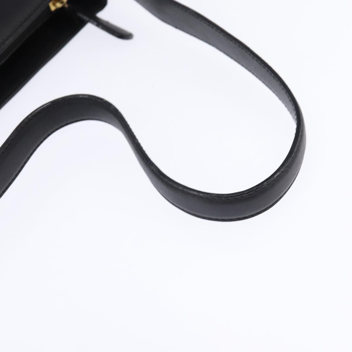 Salvatore Ferragamo Shoulder Bag Leather Black Gold Auth 148231