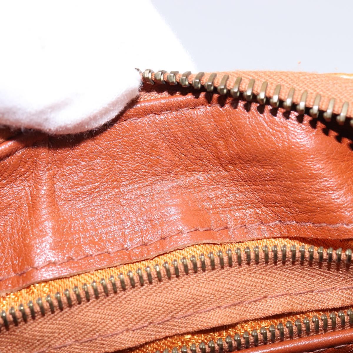 MCM Logogram Vicetos Boston Bag PVC 2way Brown Gold Auth 148233