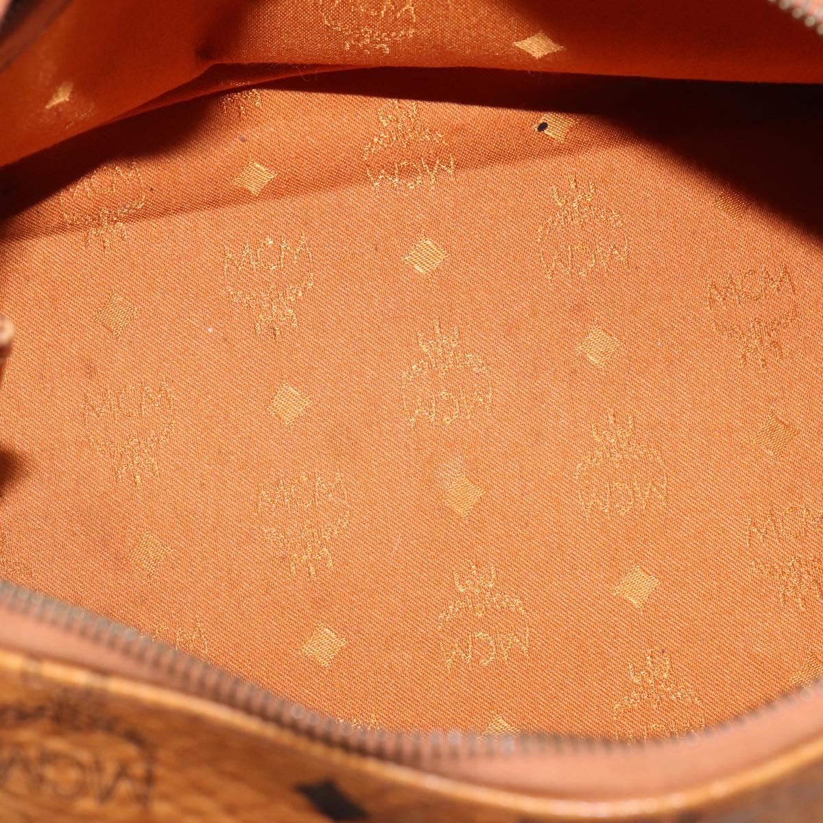 MCM Logogram Vicetos Boston Bag PVC 2way Brown Gold Auth 148233