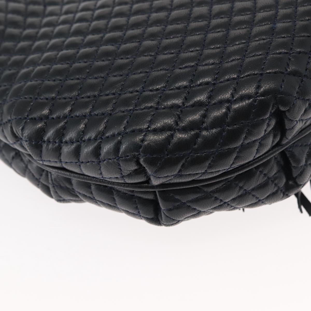 BALLY Chain Shoulder Bag Leather Navy Gold Auth 148234