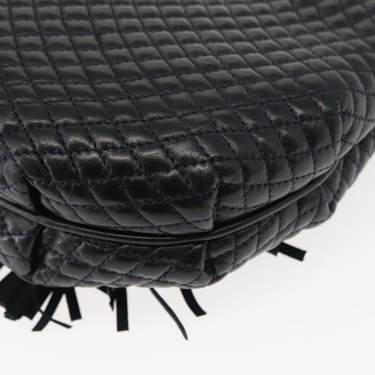 BALLY Chain Shoulder Bag Leather Navy Gold Auth 148234