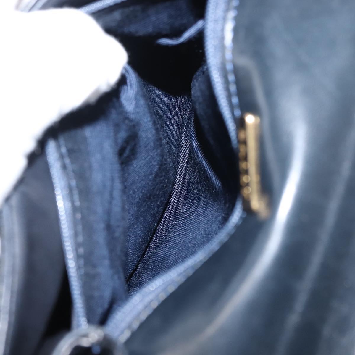 BALLY Chain Shoulder Bag Leather Navy Gold Auth 148234