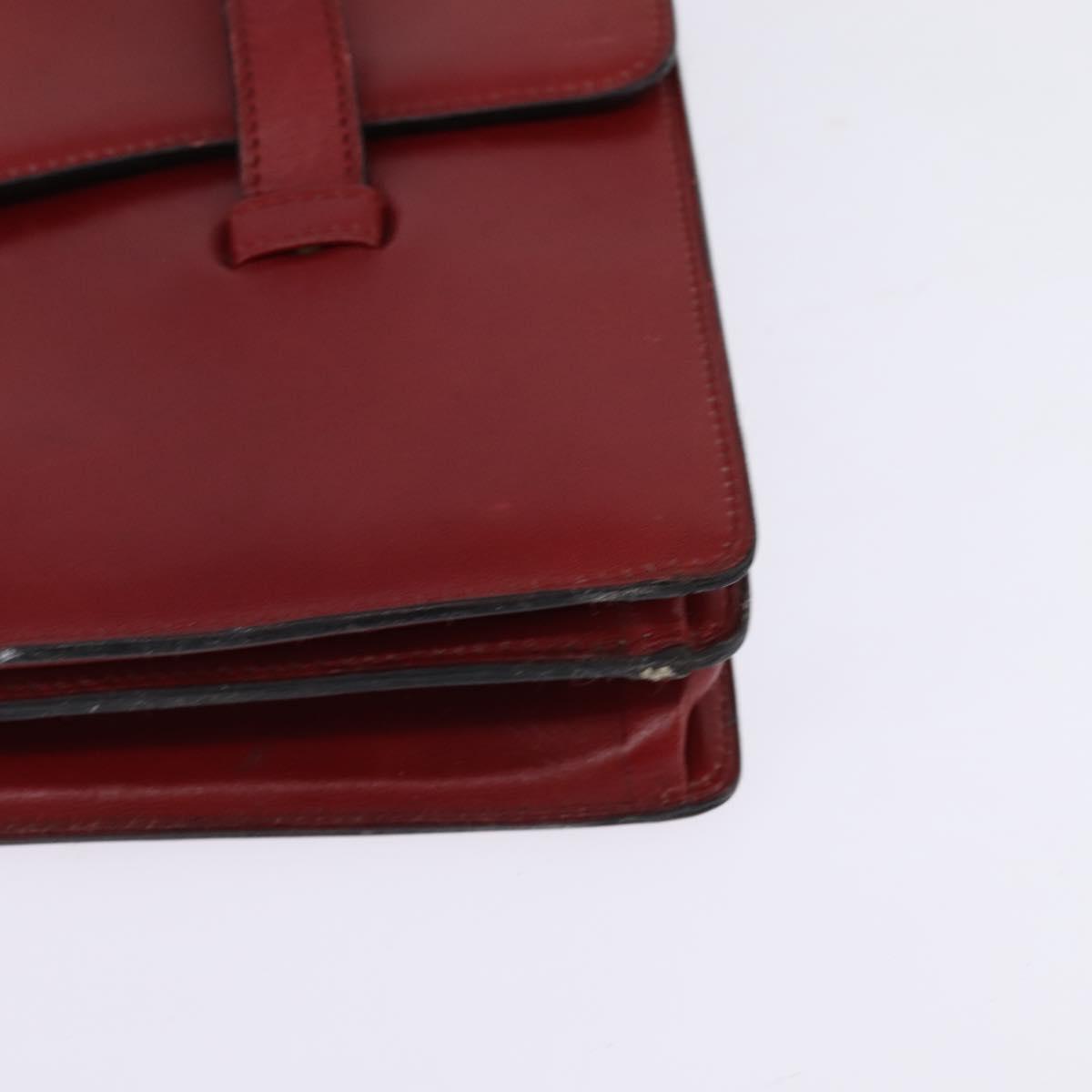 Christian Dior Hand Bag Leather Gold Red Auth 148235