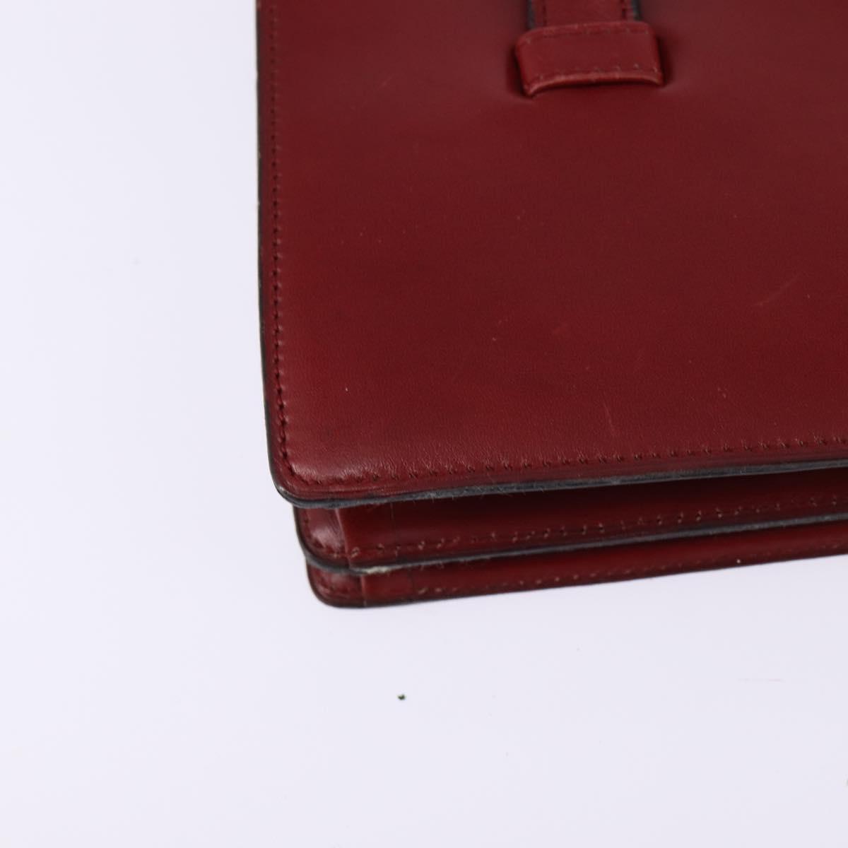 Christian Dior Hand Bag Leather Gold Red Auth 148235