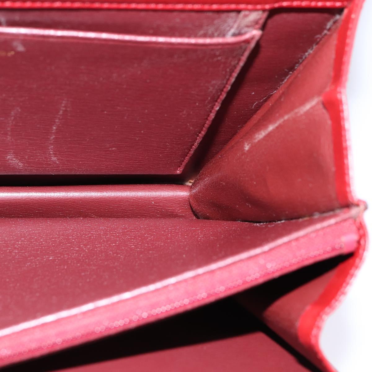 Christian Dior Hand Bag Leather Gold Red Auth 148235