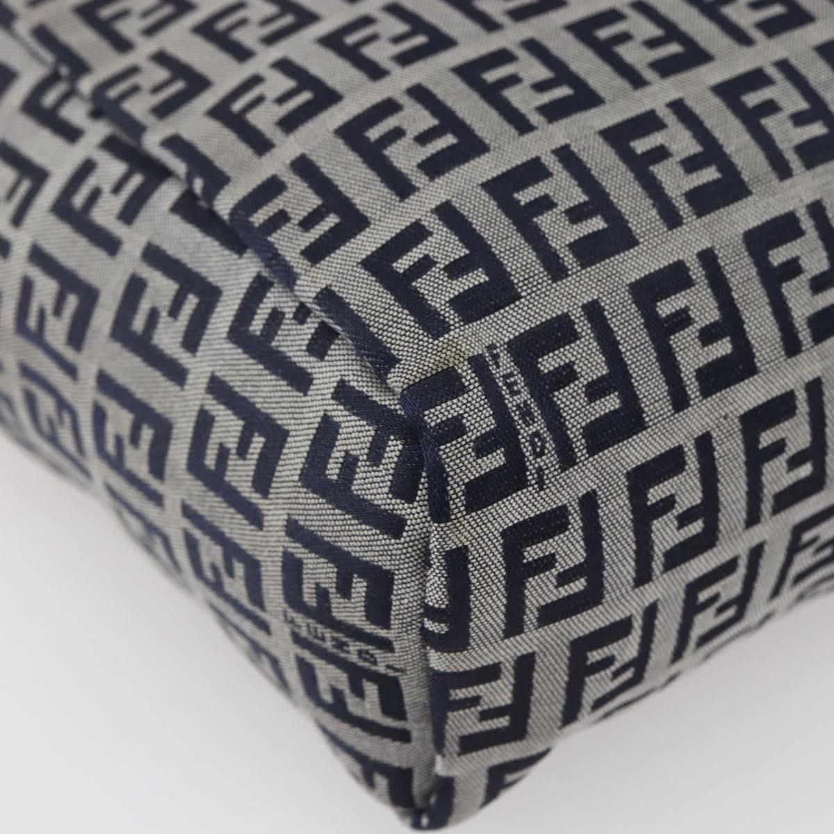 FENDI Zucchino Canvas Hand Bag Navy Auth 148236
