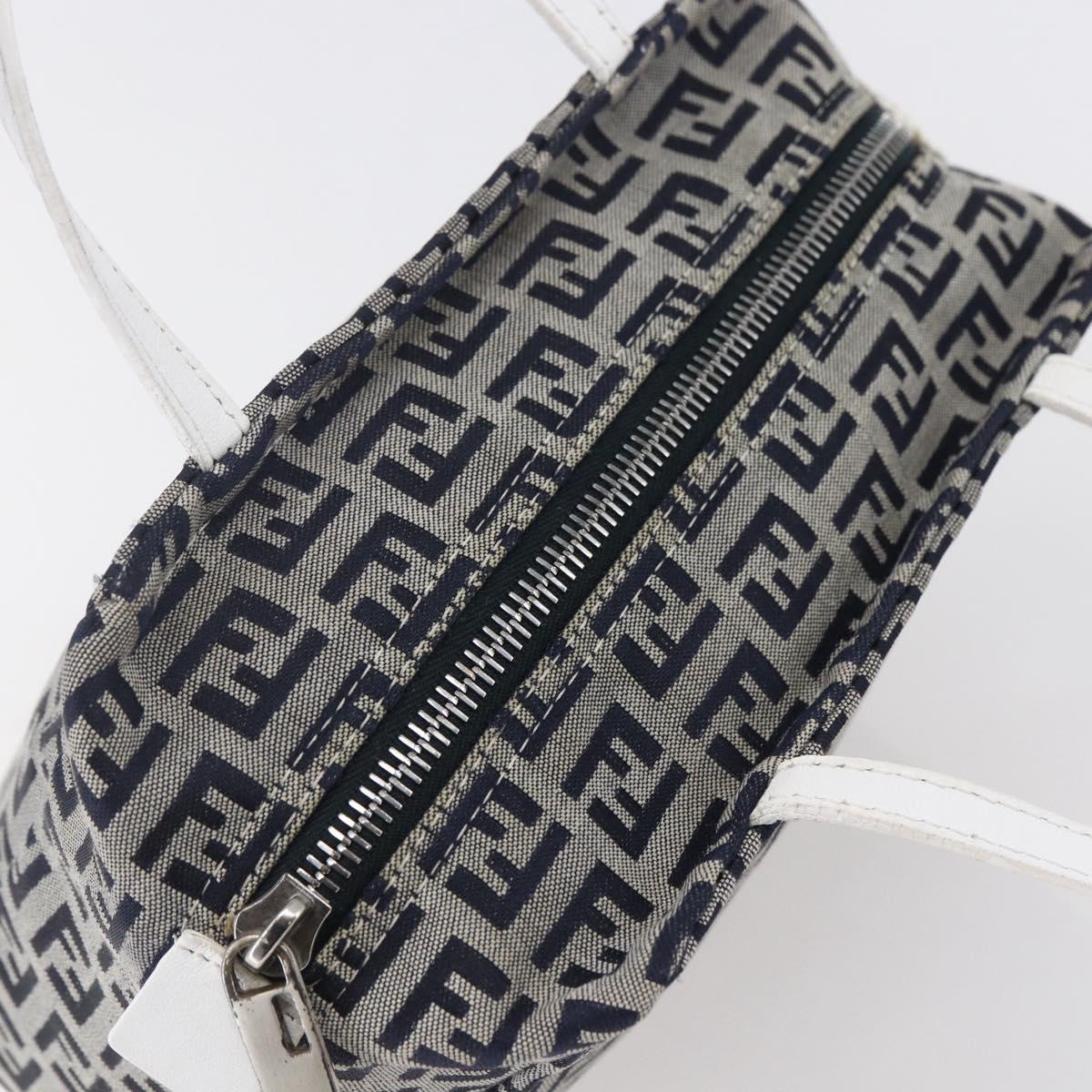 FENDI Zucchino Canvas Hand Bag Navy Auth 148236