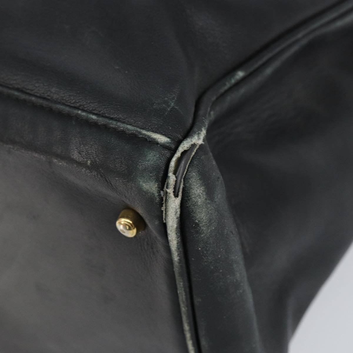 GUCCI Bamboo Hand Bag Leather Black Gold 002 2855 0322 0 Auth 148238