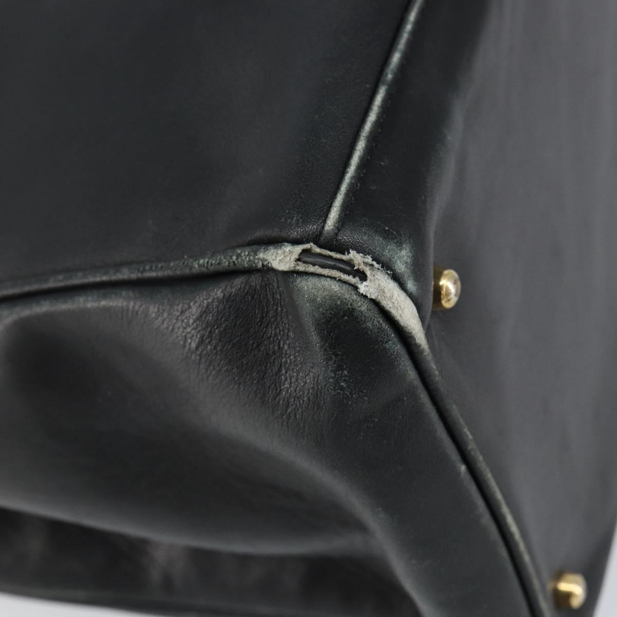 GUCCI Bamboo Hand Bag Leather Black Gold 002 2855 0322 0 Auth 148238