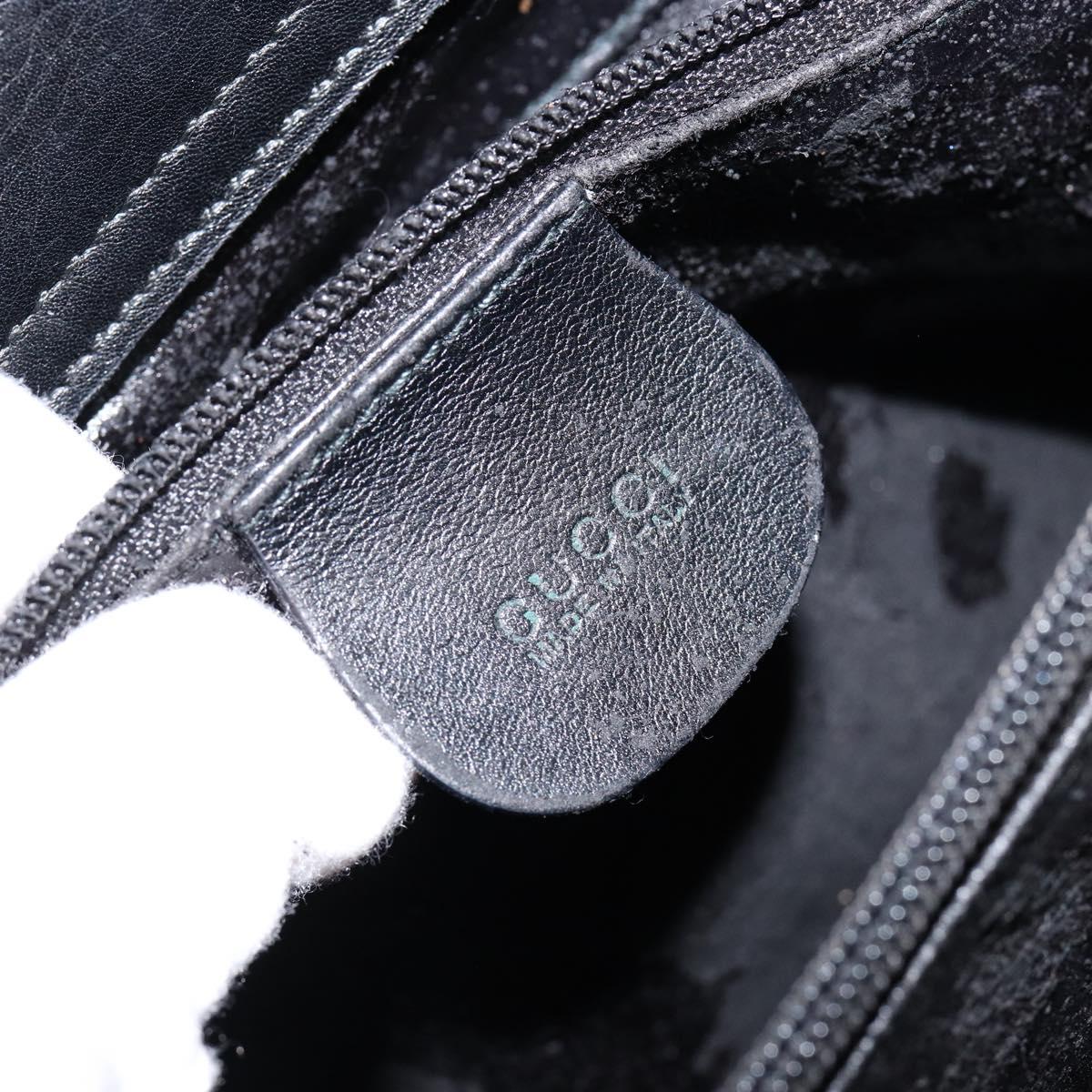 GUCCI Bamboo Hand Bag Leather Black Gold 002 2855 0322 0 Auth 148238