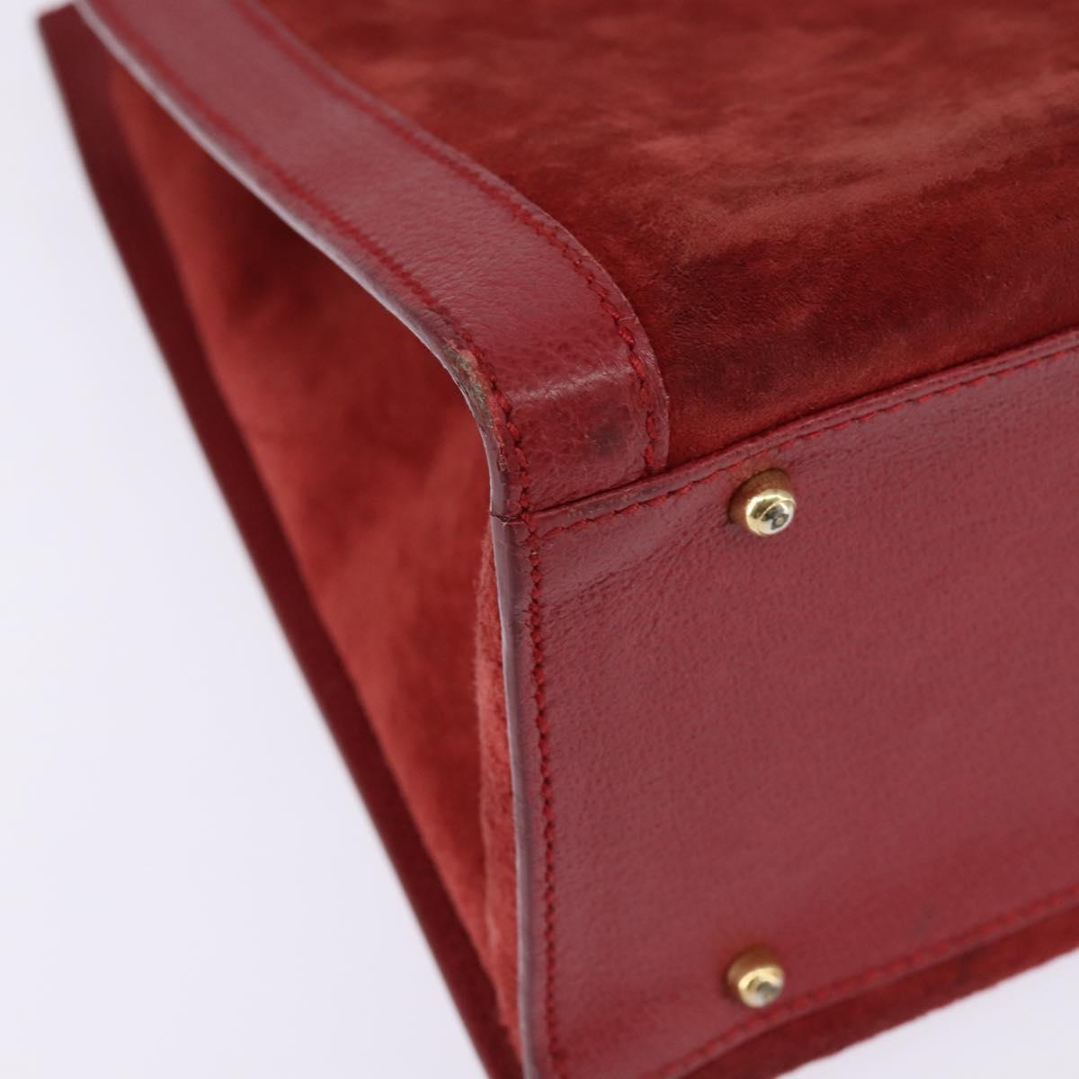 GUCCI Bamboo Hand Bag Leather Suede Red Gold 002 0260 2615 Auth 148239