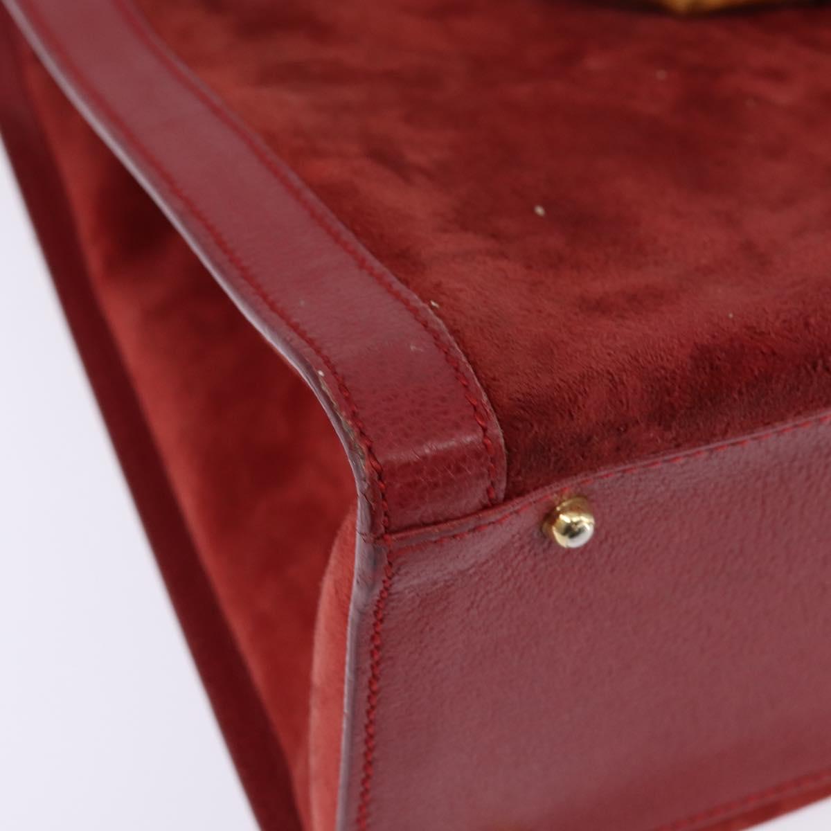 GUCCI Bamboo Hand Bag Leather Suede Red Gold 002 0260 2615 Auth 148239