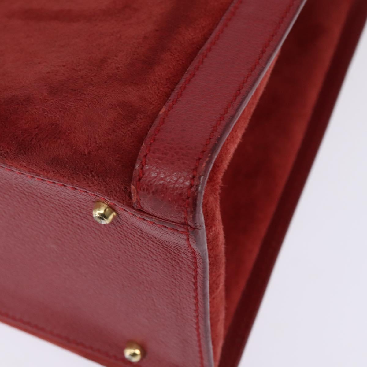 GUCCI Bamboo Hand Bag Leather Suede Red Gold 002 0260 2615 Auth 148239