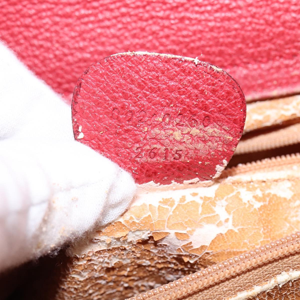 GUCCI Bamboo Hand Bag Leather Suede Red Gold 002 0260 2615 Auth 148239