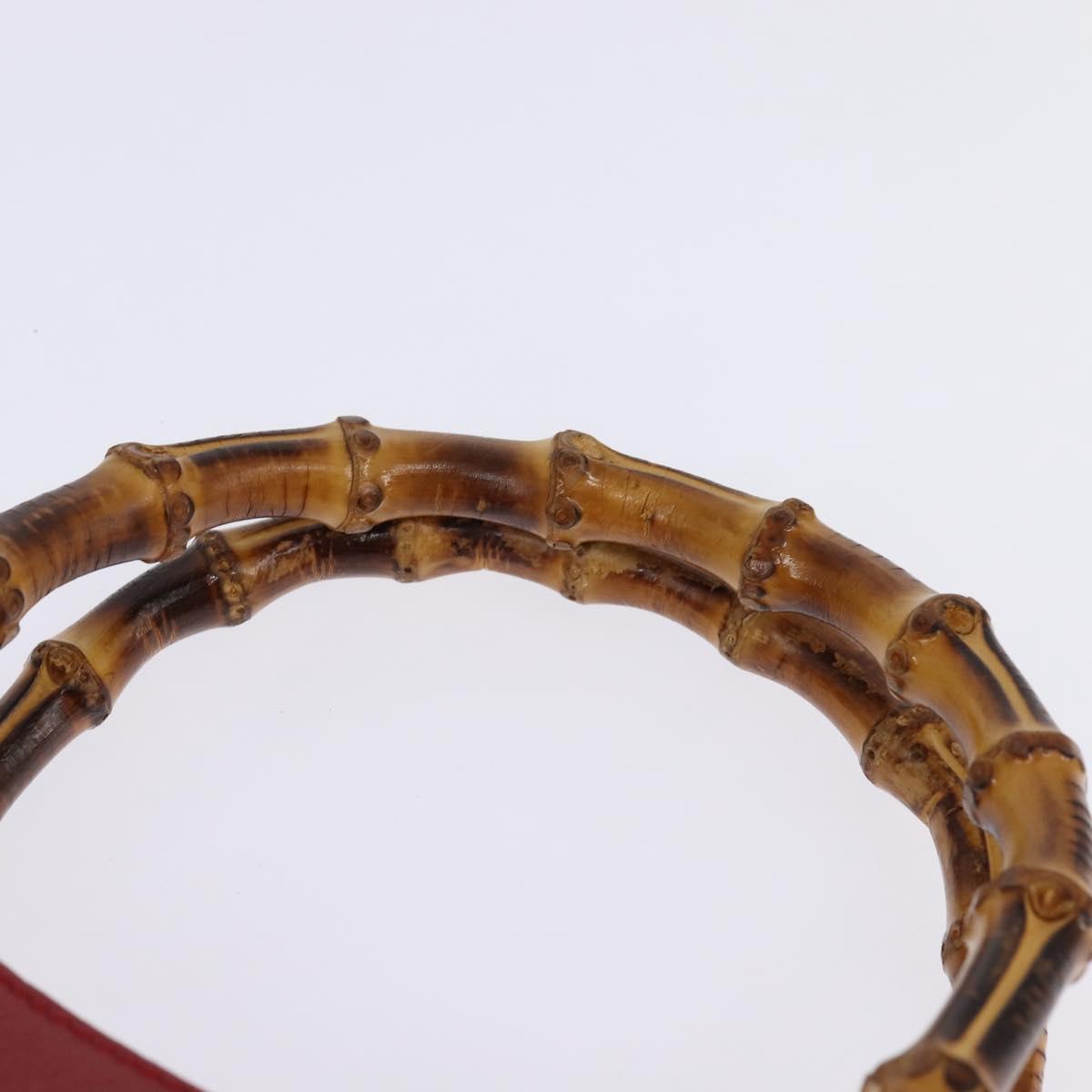 GUCCI Bamboo Hand Bag Leather Suede Red Gold 002 0260 2615 Auth 148239