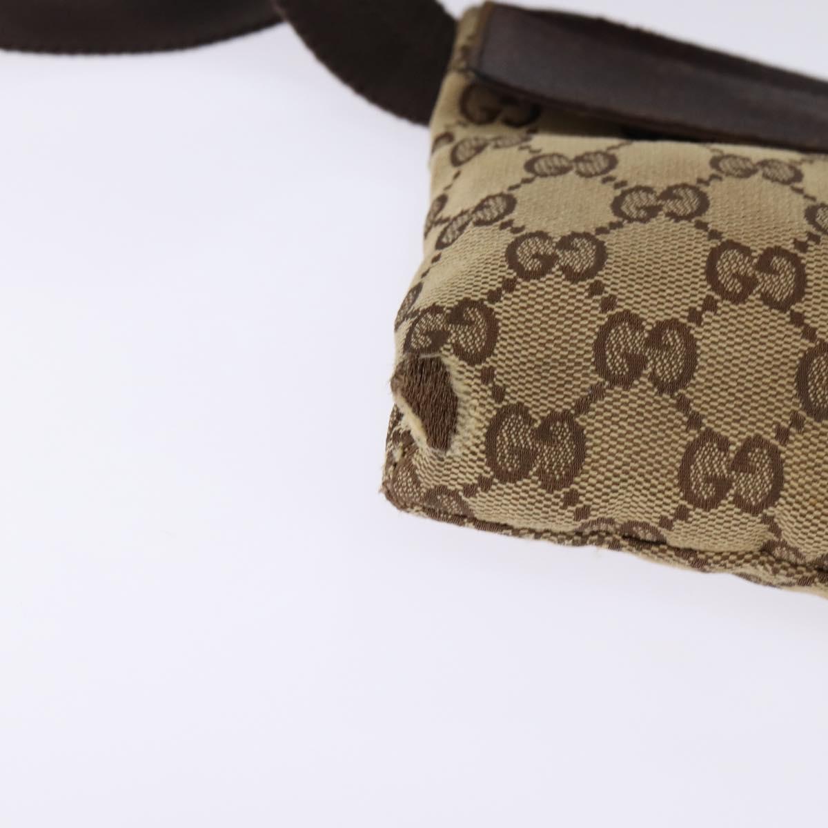 GUCCI GG Canvas Waist bag Beige Silver 28566 Auth 148242
