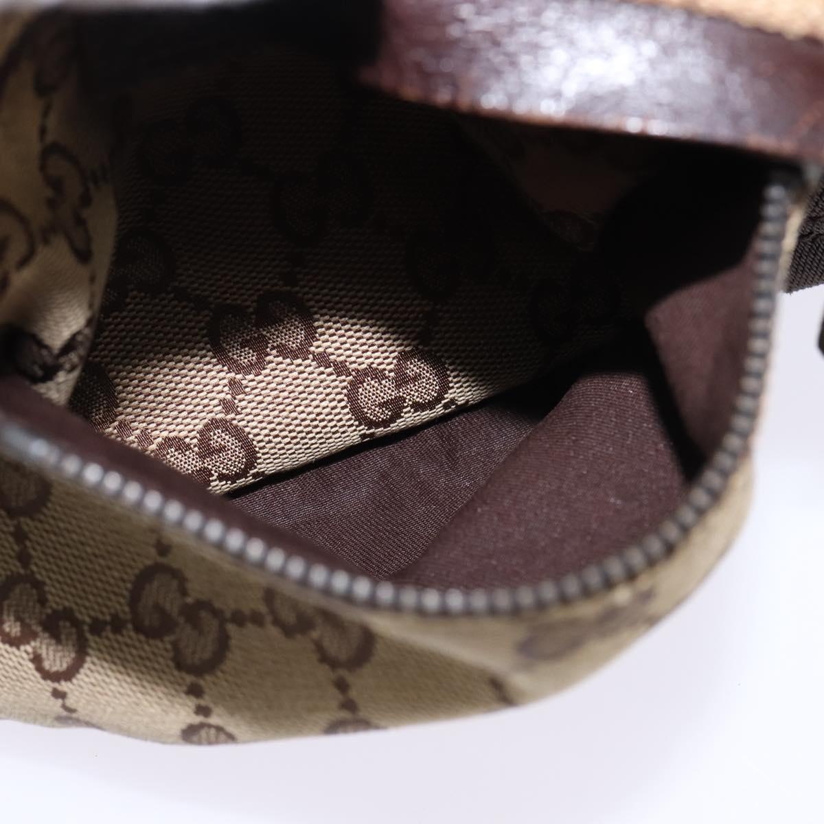 GUCCI GG Canvas Waist bag Beige Silver 28566 Auth 148242