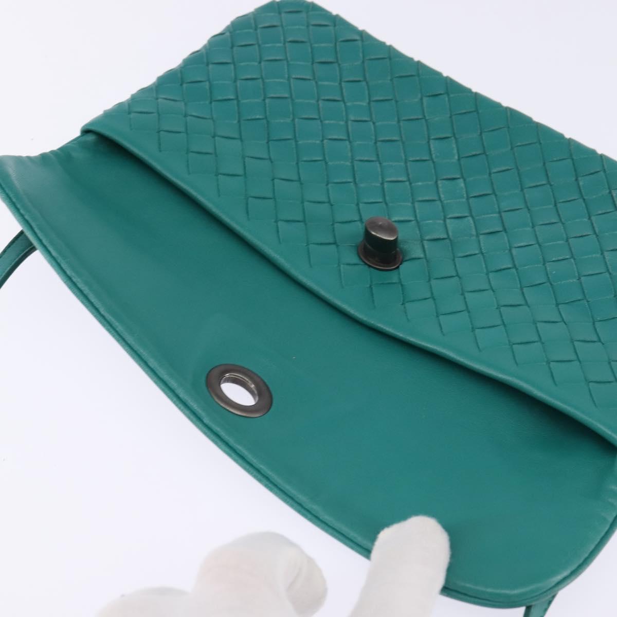 BOTTEGA VENETA INTRECCIATO Bag Leather Turquoise Blue 255549 Auth 148243