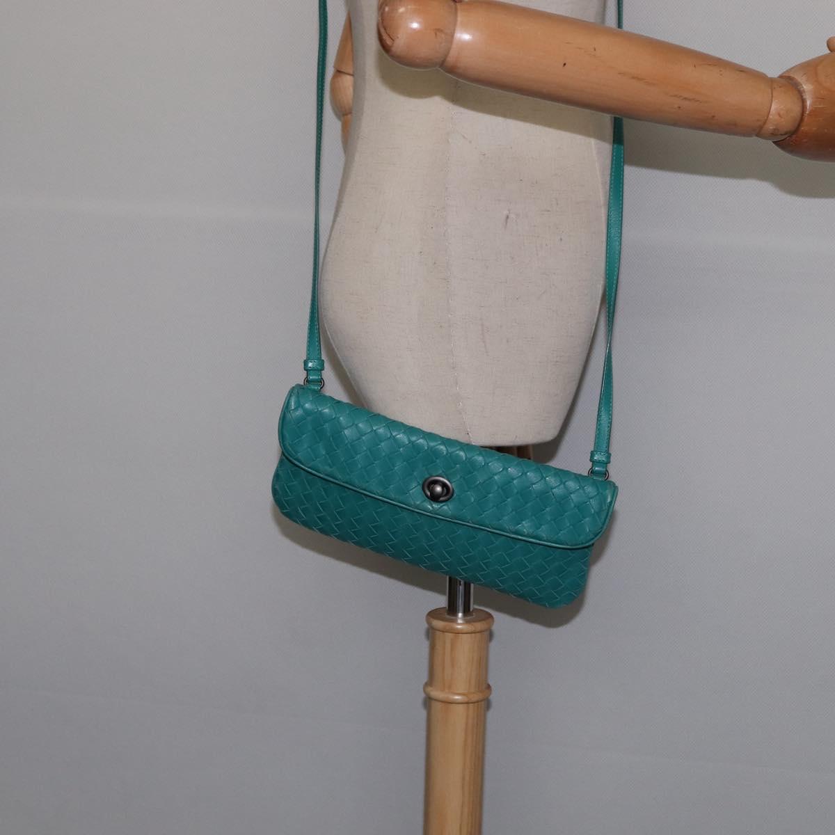 BOTTEGA VENETA INTRECCIATO Bag Leather Turquoise Blue 255549 Auth 148243
