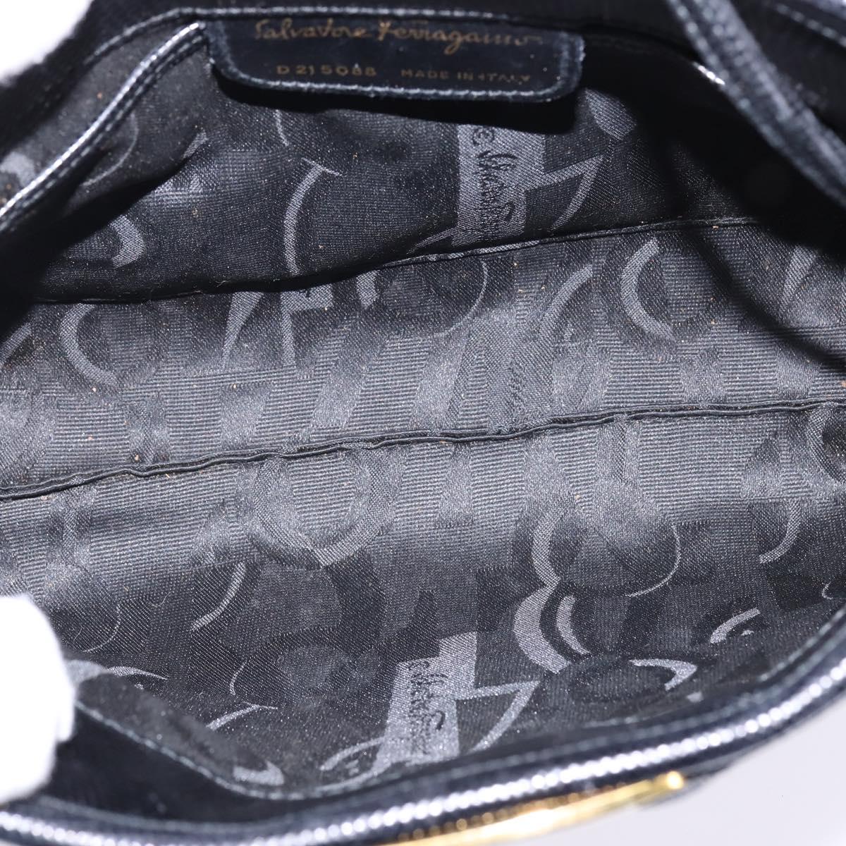 Salvatore Ferragamo Vala Shoulder Bag Leather Black Gold Auth 148245