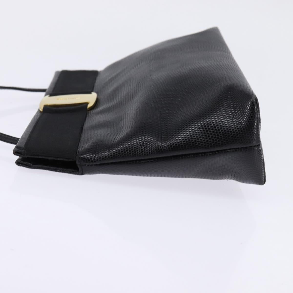 Salvatore Ferragamo Vala Shoulder Bag Leather Black Gold Auth 148245