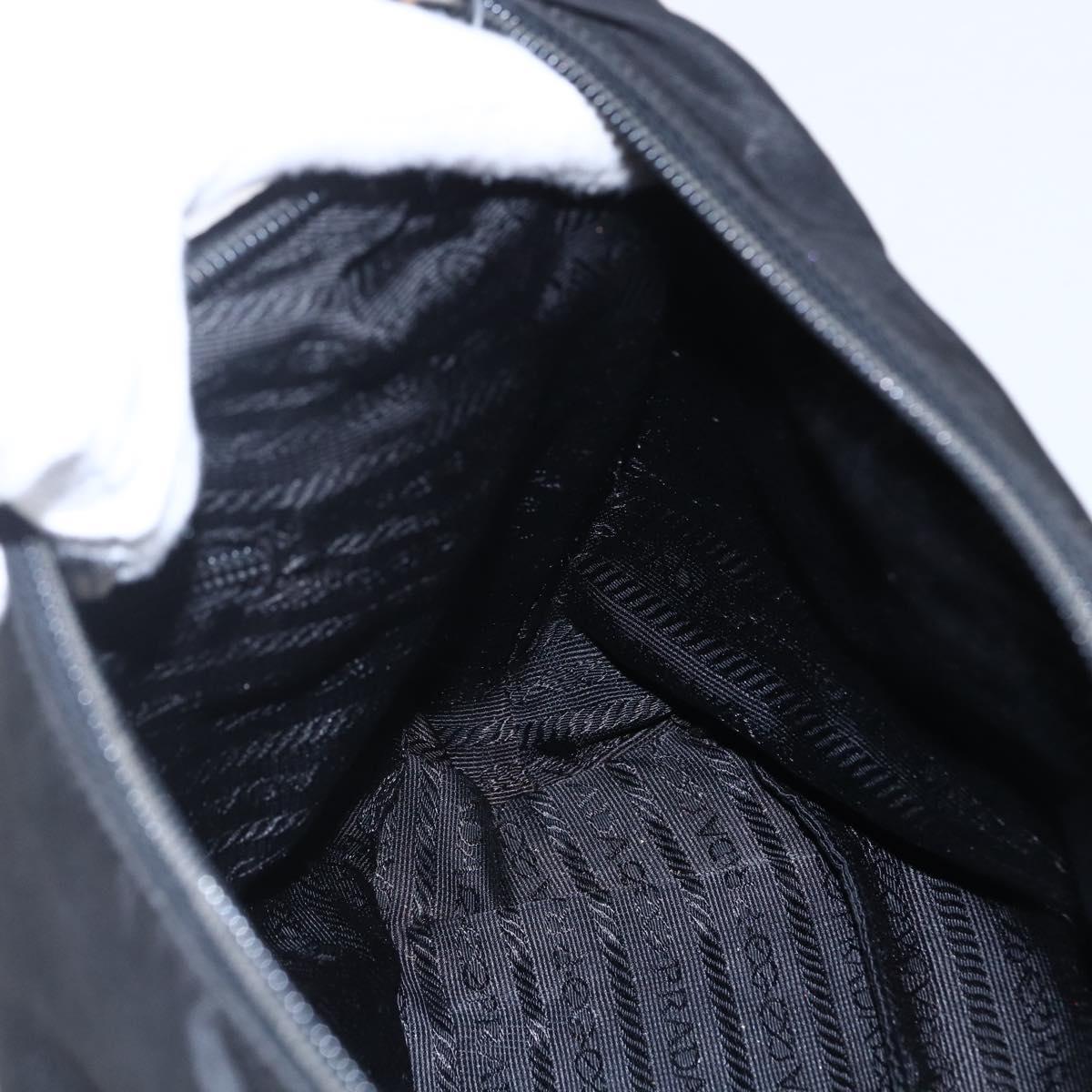 PRADA Shoulder Bag Nylon Black Silver Auth 148246