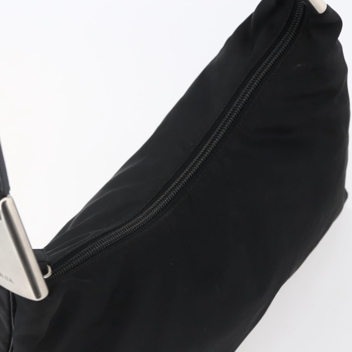 PRADA Shoulder Bag Nylon Black Silver Auth 148246