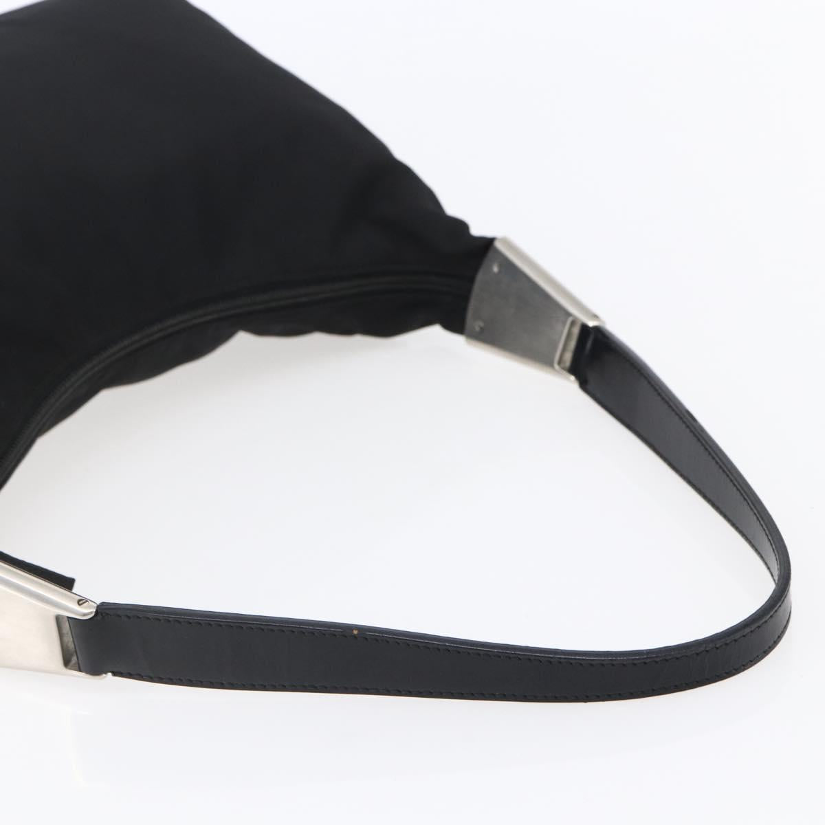 PRADA Shoulder Bag Nylon Black Silver Auth 148246