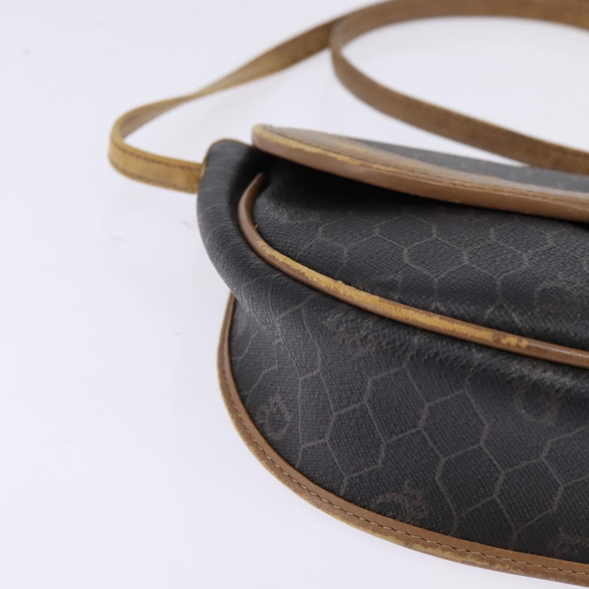 Christian Dior Honeycomb Canvas Shoulder Bag PVC Black Auth 148247