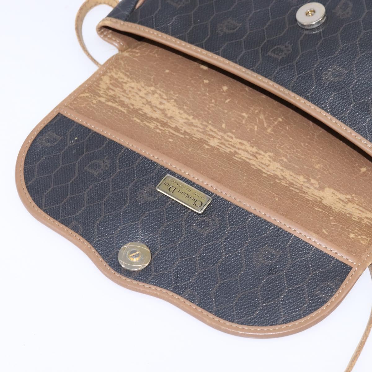 Christian Dior Honeycomb Canvas Shoulder Bag PVC Black Auth 148247