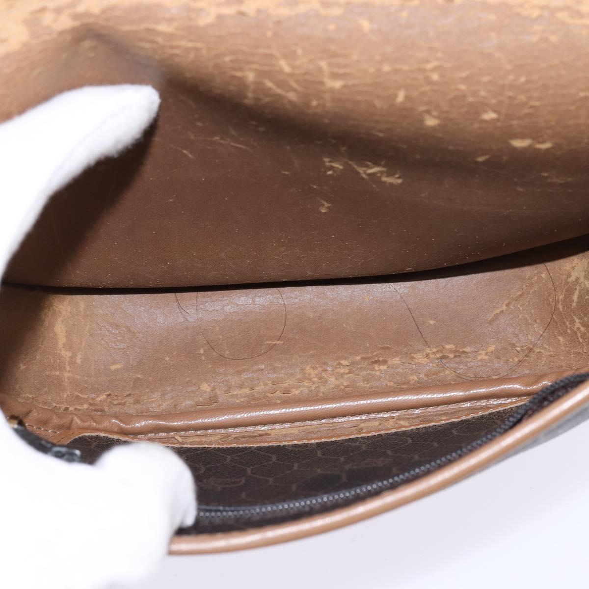 Christian Dior Honeycomb Canvas Shoulder Bag PVC Black Auth 148247