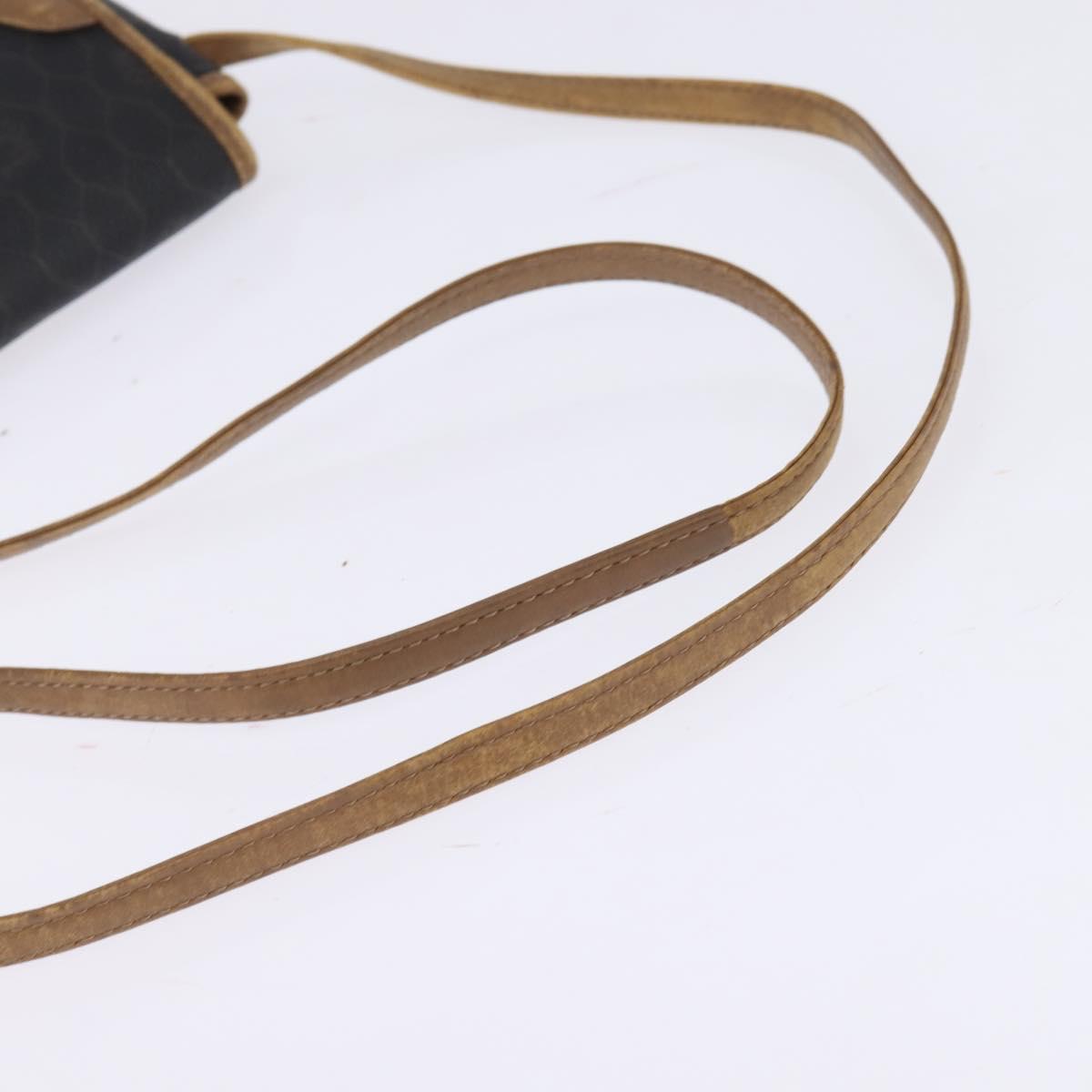 Christian Dior Honeycomb Canvas Shoulder Bag PVC Black Auth 148247