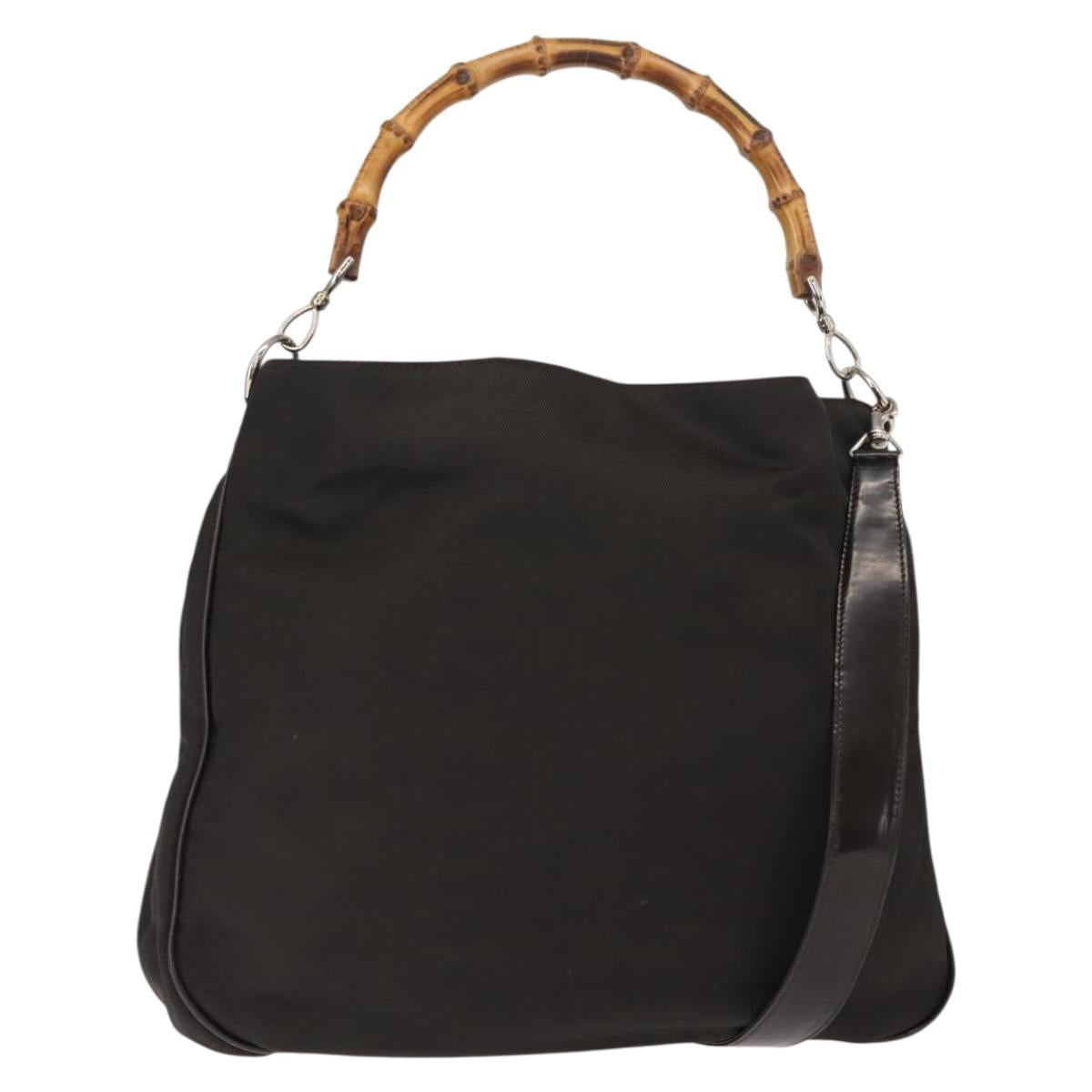 GUCCI Bamboo Shoulder Bag Nylon 2way Brown 001 3444 1577 Auth 148249