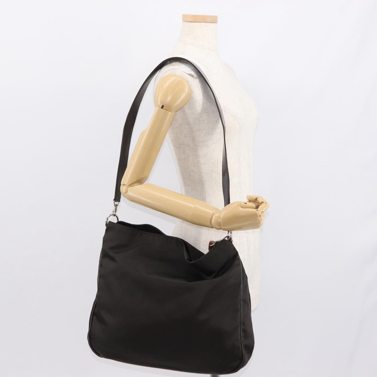 GUCCI Bamboo Shoulder Bag Nylon 2way Brown 001 3444 1577 Auth 148249