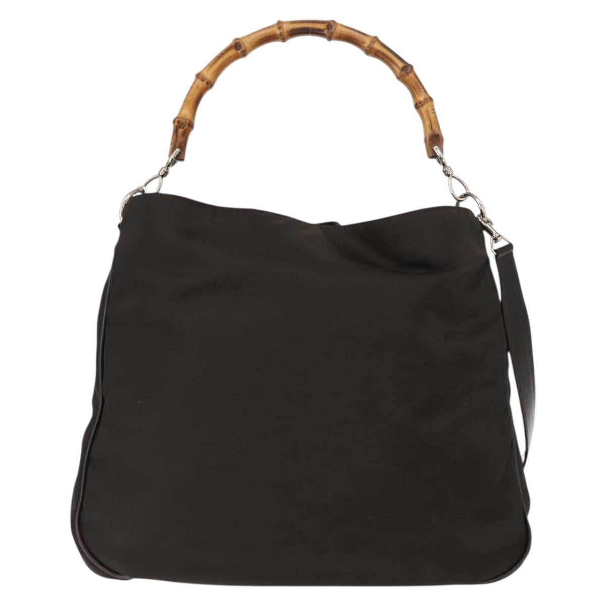 GUCCI Bamboo Shoulder Bag Nylon 2way Brown 001 3444 1577 Auth 148249
