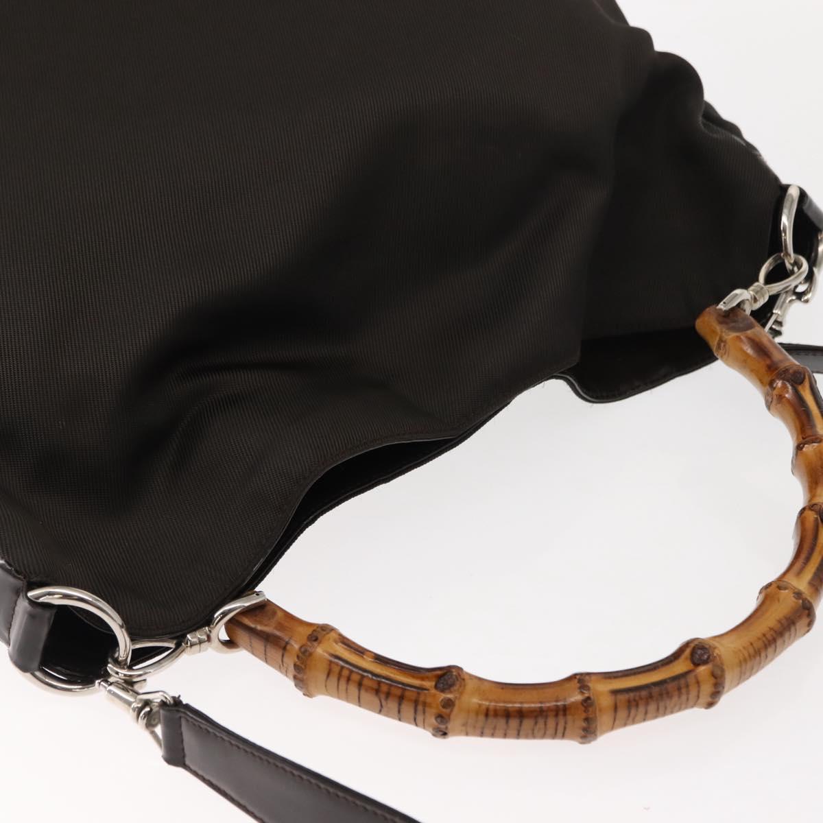 GUCCI Bamboo Shoulder Bag Nylon 2way Brown 001 3444 1577 Auth 148249
