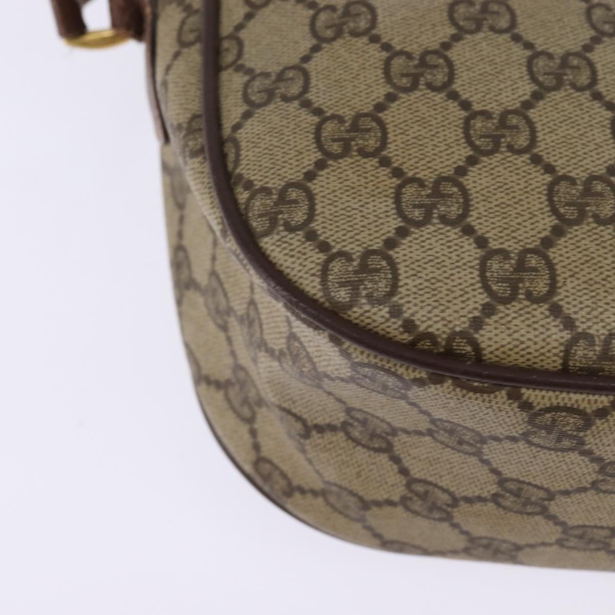 GUCCI GG Supreme Web Sherry Line Bag PVC Beige 001 754 6177 4021 Auth 148251