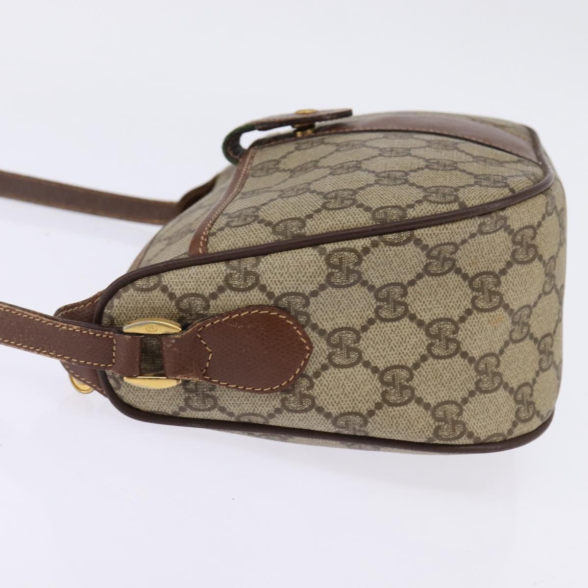GUCCI GG Supreme Web Sherry Line Bag PVC Beige 001 754 6177 4021 Auth 148251