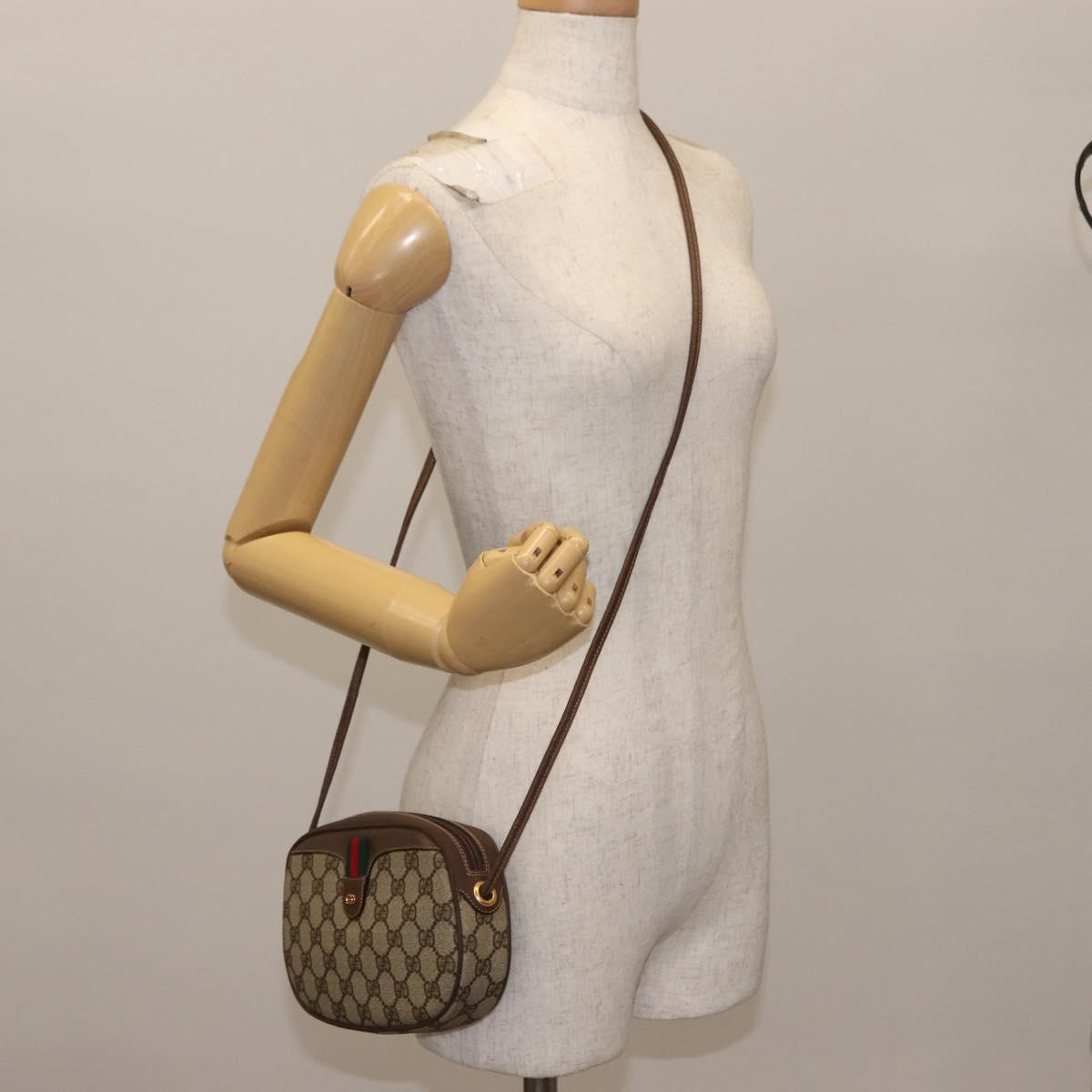 GUCCI GG Supreme Web Sherry Line Bag PVC Beige 007 58 6112 4023 Auth 148252